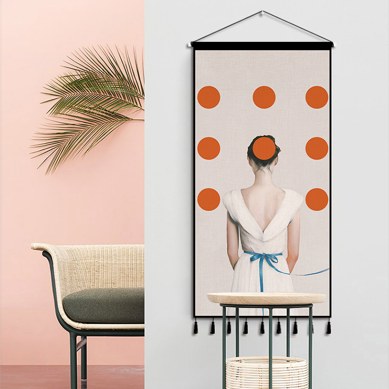 简约北欧人物背景挂布ins轻奢现代玄关走廊装饰挂画网红超大号潮图片