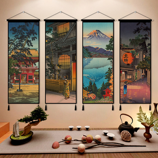 日式风格装饰画浮世绘挂画布艺客厅卧室挂毯墙面装饰壁画挂布墙布