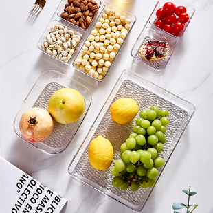 水果盘子透明塑料吐骨碟瓜子干果盒收纳盒年货糖果盘零食盘分格盘