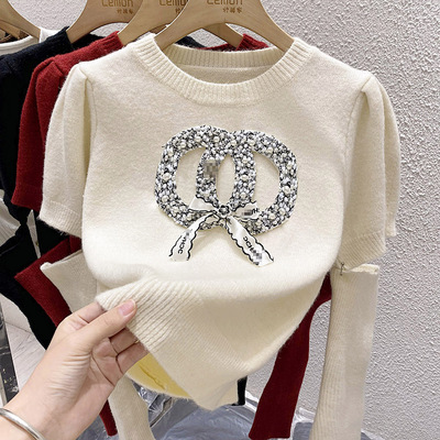 高级感修身针织打底衫女