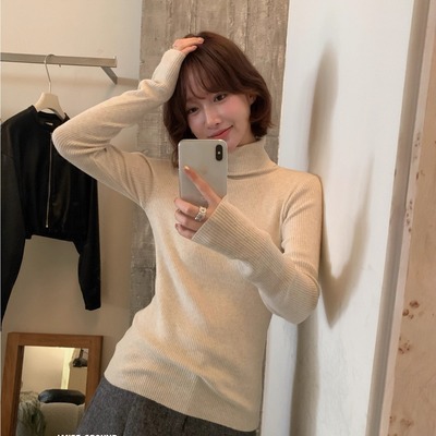 高领毛衣修身针织衫女高级感内搭
