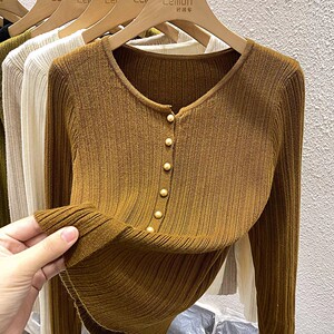 2023秋冬小香风毛衣女外套打底衫开衫设计感小众法式V领针织上衣