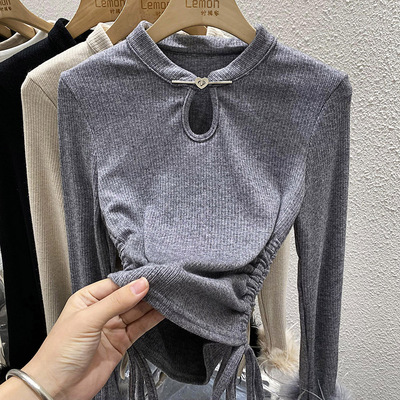 复古针织衫修身高级感镂空打底衫