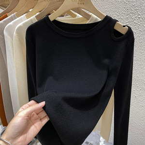 2023针织衫女夏季设计感小众早秋镂空上衣内搭修身显瘦打底衫T恤