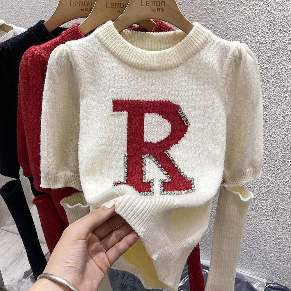 2023圆领袖套针织衫女春季复古宽松慵懒风爱心毛衣设计感小众上衣,女装/女士精品,时尚防晒服,淘宝优惠券,粉丝福利购,淘宝优惠卷