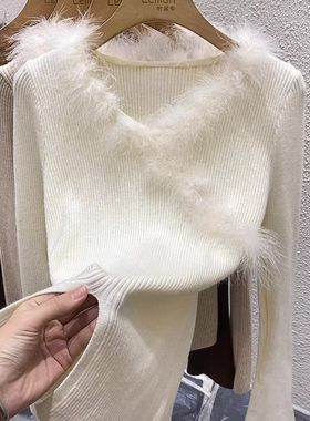 法式毛衣女打底衫不规则