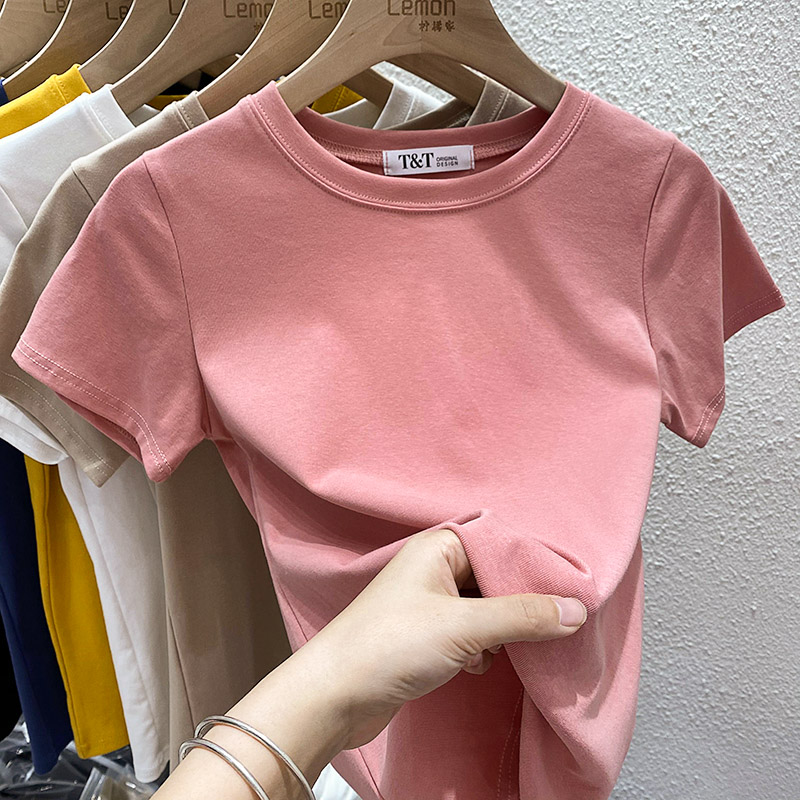 白色休闲风修身显瘦chic短袖t恤