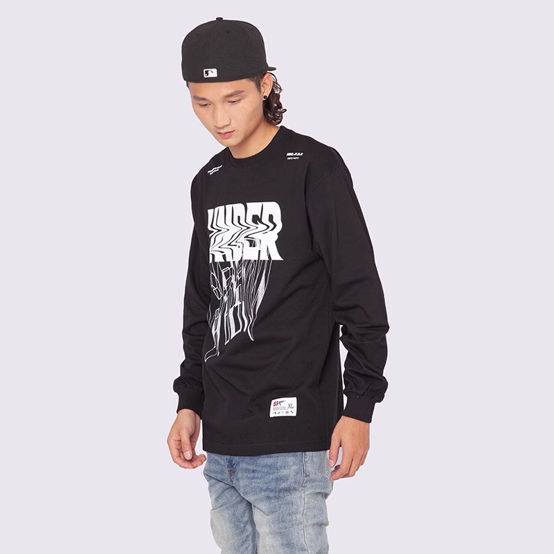 美式街头实验室主题印花长袖T恤