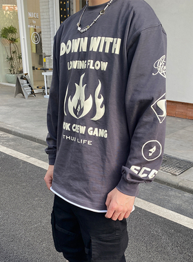 【断码清货 特价产品】SCG高质纯棉宽松发泡印花美式街头长袖T恤