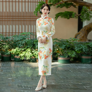 2025改良旗袍裙秋冬装加绒加厚冬天新中式冬季大码微胖高贵晚礼服