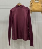 外贸单 女 套头衫 英国奢TED@桑蚕丝立领拼接羊毛针织衫 长袖