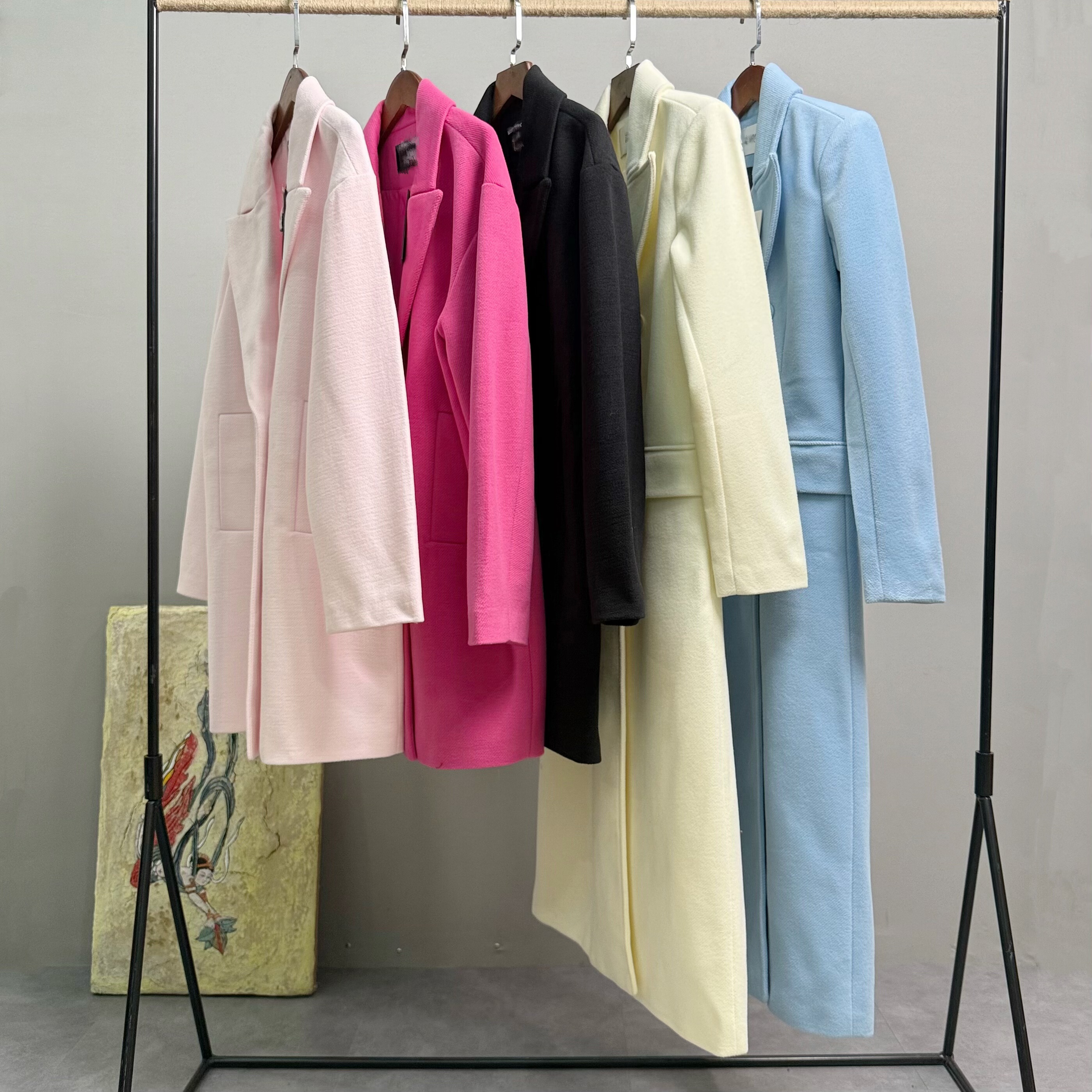 气质优雅修身仿呢大衣