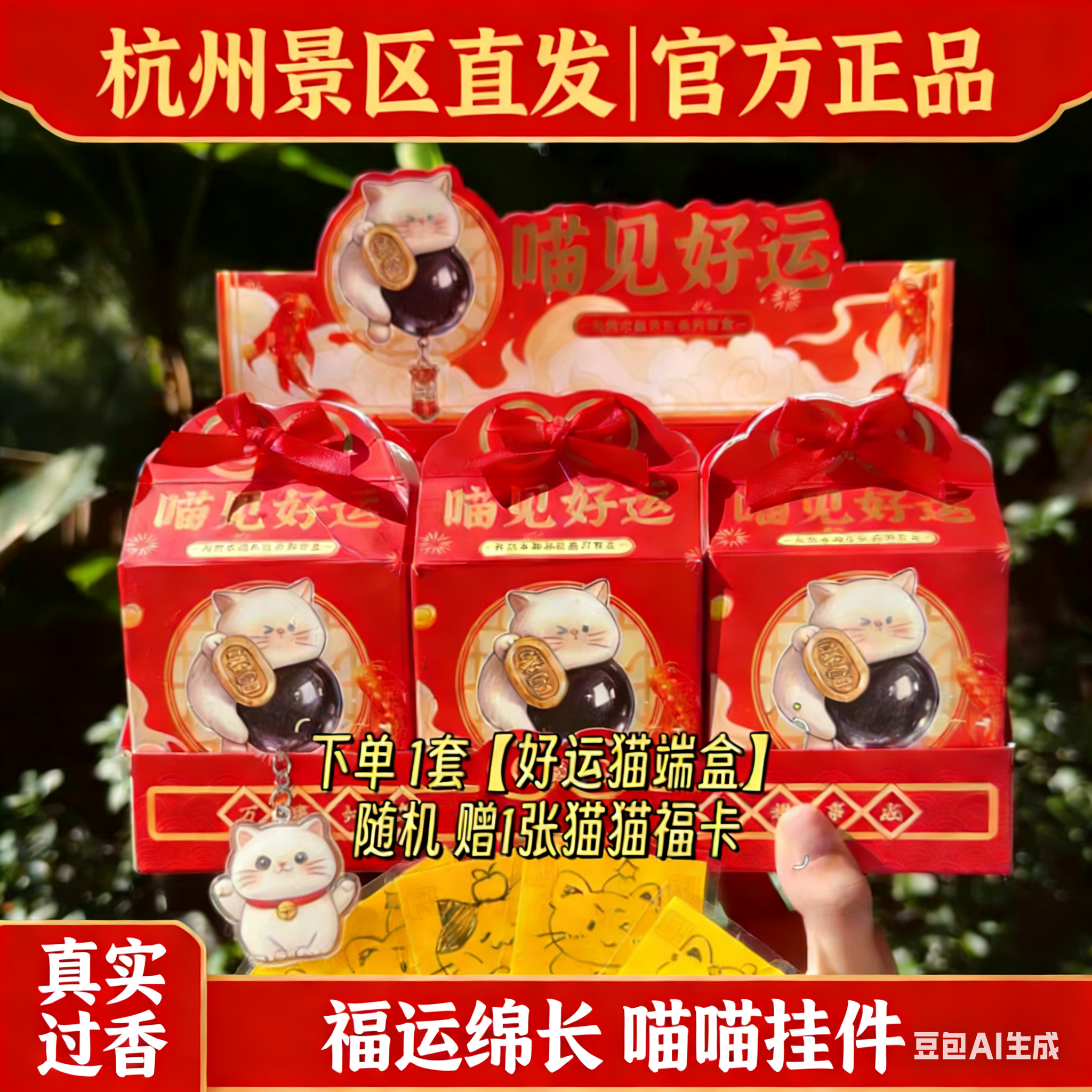 【买一送一】喵见好运猫盲盒水晶挂坠赠猫猫福卡手机贴纸御守,节庆用品/礼品,手机链,淘宝优惠券,粉丝福利购,淘宝优惠卷