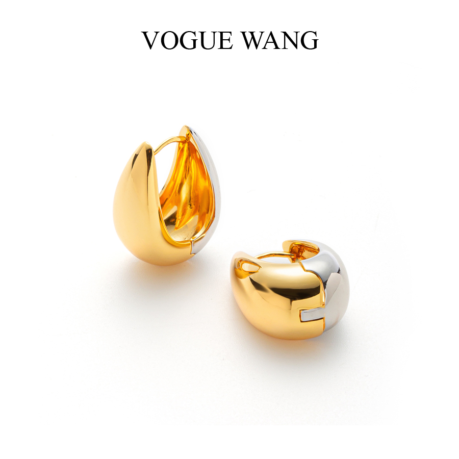 VOGUEWANG百搭金银双生水滴耳环