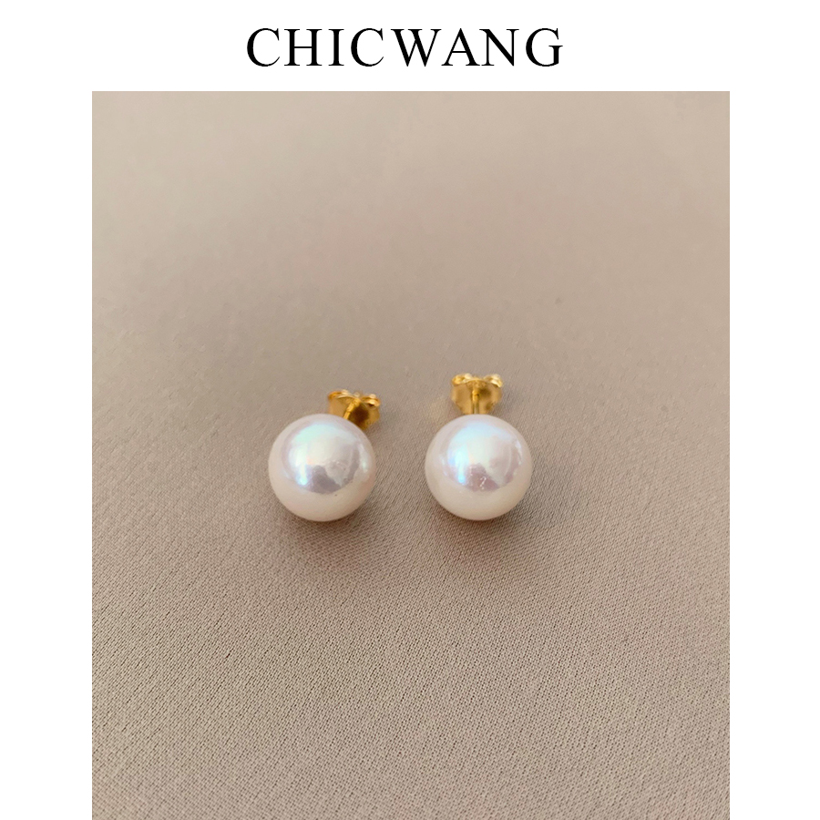珍珠耳环VOGUEWANG银镀金气质女