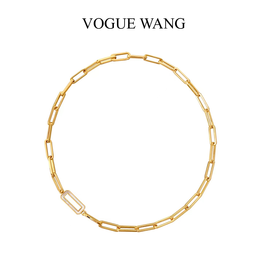 VOGUEWANG天然白贝母女性锁骨链