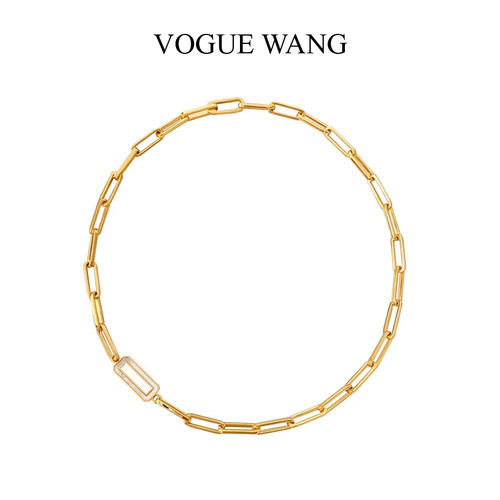 VOGUEWANG天然白贝母女性锁骨链