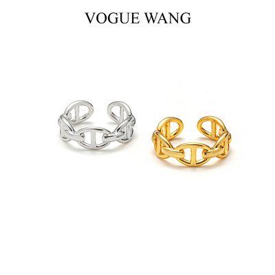 VOGUEWANG小猪鼻S925开口戒指