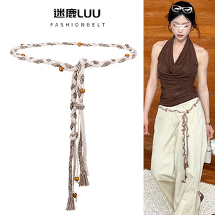 编织腰绳女配牛仔裤 饰连衣裙子复古皮带配饰 波西米亚民族风腰带装