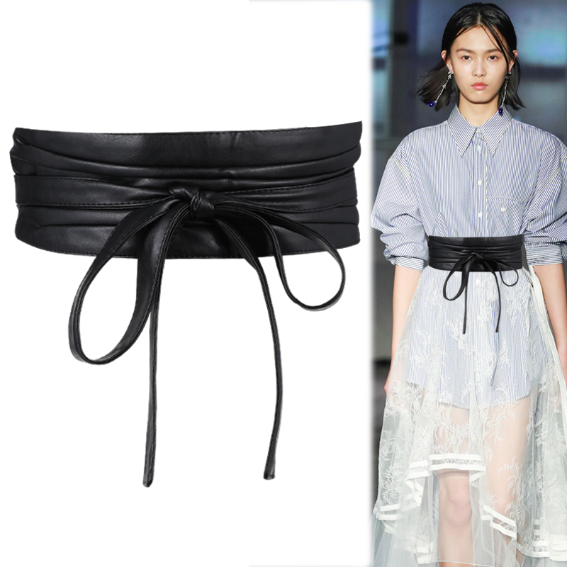 女士连衣裙子百搭风黑色宽腰带