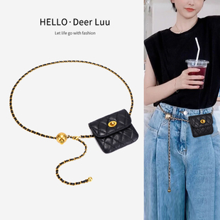 子 小香风ins潮链条腰带配裤 羊皮金球腰包女腰链装 饰连衣裙子西装