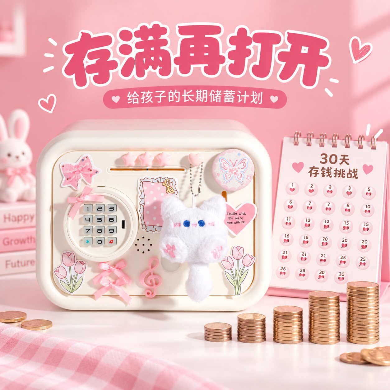 小女孩电子玩具密码存钱