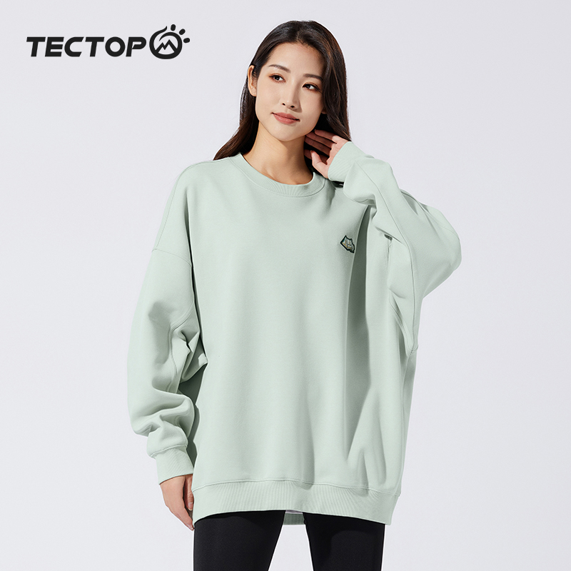 TECTOP探拓户外女士春秋时尚百搭圆领卫衣宽松衣保暖透气休闲上衣