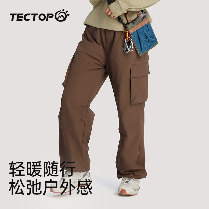 TECTOP探拓户外春秋女款加绒保暖直筒百搭运动长裤工装休闲多袋裤