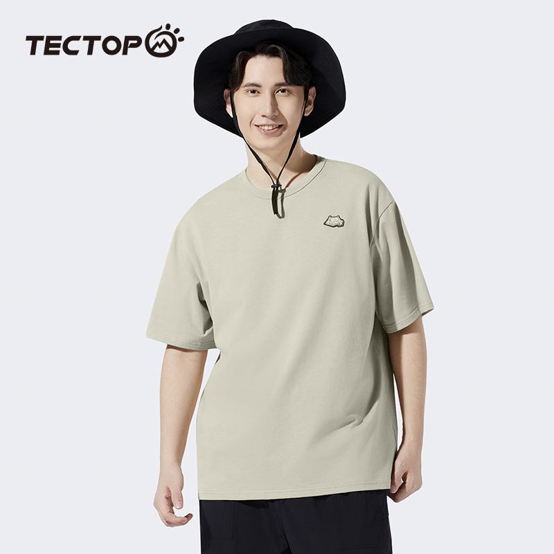 TECTOP探拓户外夏季男士透气圆领短袖跑步吸汗轻薄运动休闲棉T恤
