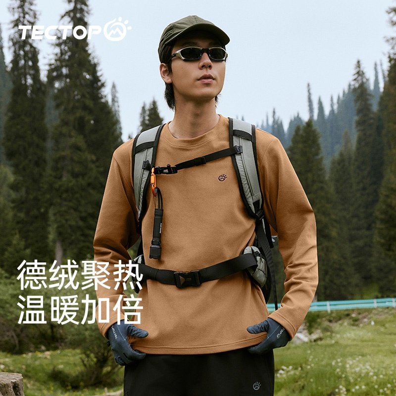 TECTOP探拓户外秋冬男士保暖休闲服抓绒衣内搭长袖T恤德绒打底衫,户外/登山/野营/旅行用品,抓绒衣,淘宝优惠券,粉丝福利购,淘宝优惠卷