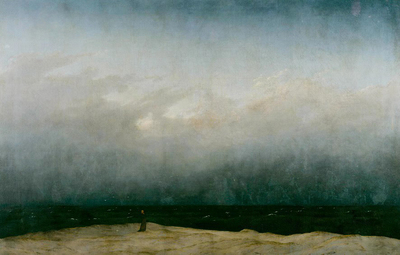 手绘临摹名画弗里德里希油画David Friedrich 海边的僧侣复制品