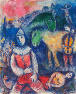 饰画 夏加尔Marc chagall油画两只绿色驴子临摹复制品纯手绘玄关装