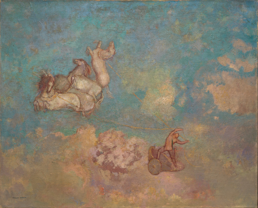 西方神话名画油画雷东odilon redon阿波罗的战车手绘临摹复制品