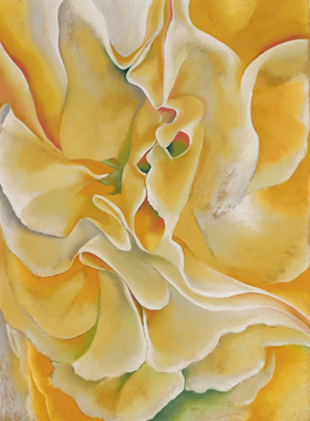 Georgia O'Keeffe欧式装饰画欧姬芙黄色香豌豆纯绘油画新中式卧室