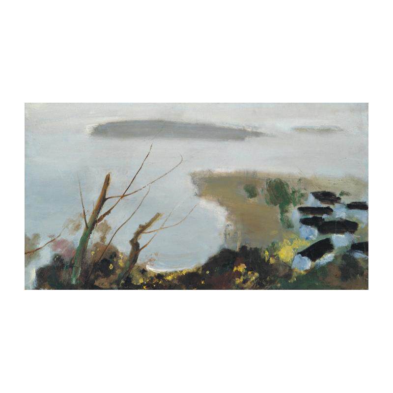 手绘油画客厅装饰画中国美术馆临摹苏天赐风景画早春中式山水画