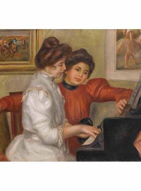 Renoir雷诺阿油画弹钢琴的少女客厅音乐装饰画挂画餐厅手绘临摹