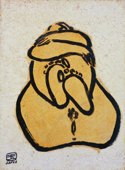 sanyu常玉油画抱腿裸女手绘临摹品 女人体装饰画书房卧室挂画无框