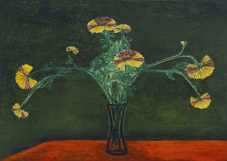 sanyu常玉油画菊花简约临摹复制纯手绘无框新中式装饰画