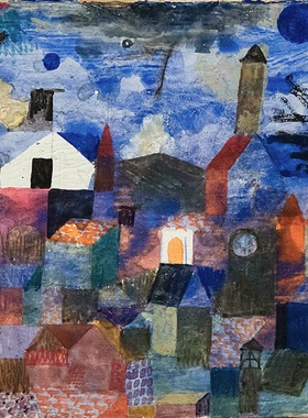 抽象画克利蓝色风景油画装饰画纯手绘临摹复制博古睿Paul Klee