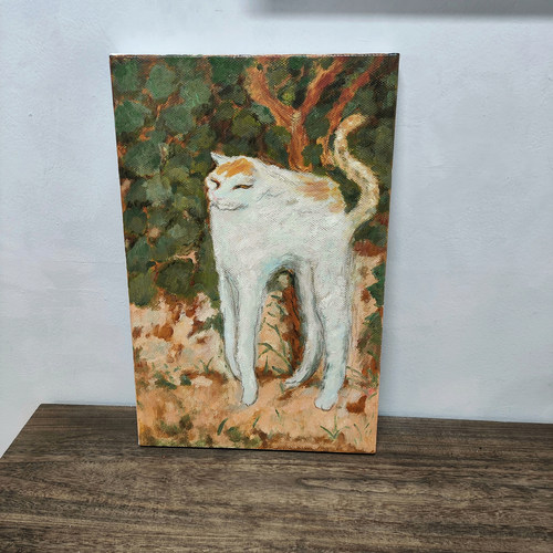 博纳尔油画白猫手绘临摹名画动物装饰画奥赛博物馆Pierre Bonnard