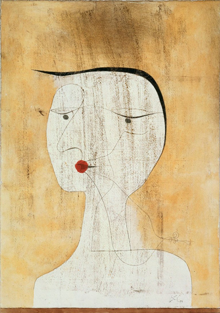 克利油画被封印的女子简约无框手绘临摹复制抽象装饰画paul klee