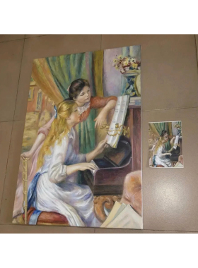 手绘临摹Renoir雷诺阿油画钢琴前的少女复制品人物油画世界名画