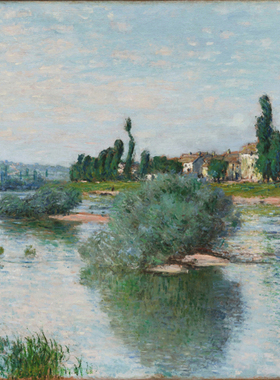 风景油画莫奈拉瓦库尔的塞纳河客厅挂画临摹复制手绘ClaudeMonet