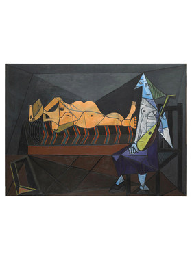手绘临摹Picasso人文艺术装饰画办公室挂画毕加索油画晨曲Aubade