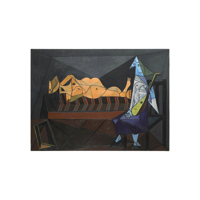 手绘临摹Picasso人文艺术装饰画办公室挂画毕加索油画晨曲Aubade