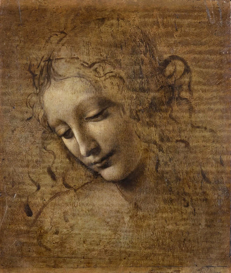 达芬奇油画头发飘逸的女子手绘临摹复制品文艺复兴名画人物复古