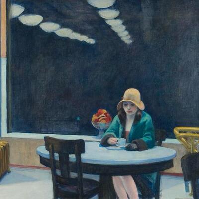 Edward Hopper霍珀霍普自动售货机手绘临摹油画美式艺术装饰画