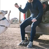 男200gsm春秋100%美利奴羊毛保暖内衣户外徒步厚速干衣美丽诺套装