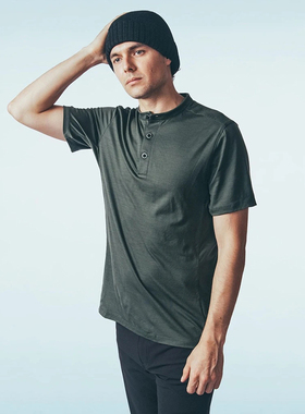 男200gsm美丽诺羊毛tad款亨利衫美利奴户外短袖T恤速干衣运动透气