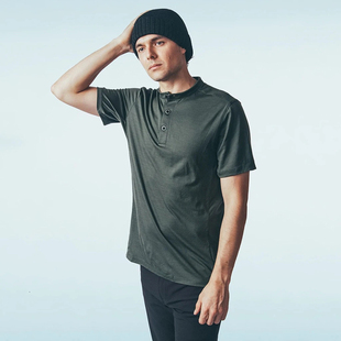 T恤速干衣运动透气 美利奴户外短袖 男200gsm美丽诺羊毛tad款 亨利衫